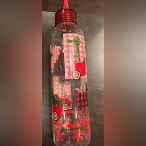 Christmas water bottle glass